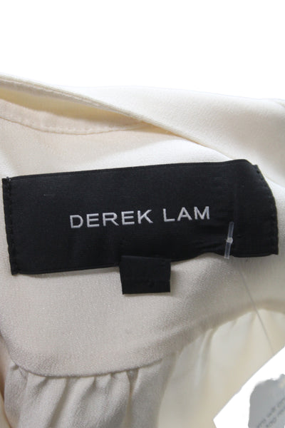 Derek Lam Women Ivory Silk V Neck Sleeveless Basic Blouse Size S