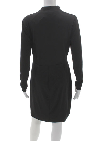 Halston Women Tank Dress Black Sleeveless Round Neck Knee Length Size S