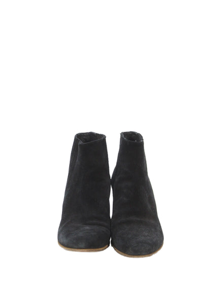 Vince Womens Suede Block Heels Ankle Boots Shoes Black Size 7M