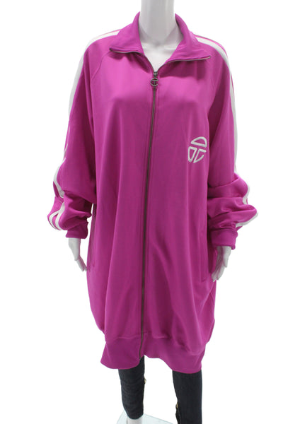 Telfar Unisex Adults Pink Striped Track Jacket Zip Polyester Size XL