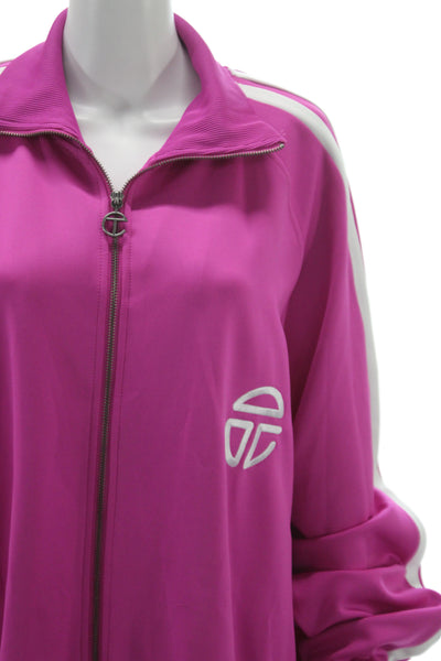 Telfar Unisex Adults Pink Striped Track Jacket Zip Polyester Size XL