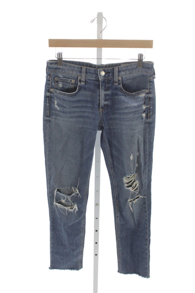 Rag & Bone Womens Ankle High Rise Jeans Blue Cotton Button Size 23