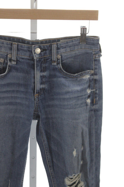 Rag & Bone Womens Ankle High Rise Jeans Blue Cotton Button Size 23