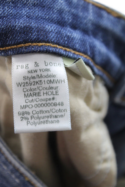 Rag & Bone Womens Ankle High Rise Jeans Blue Cotton Button Size 23