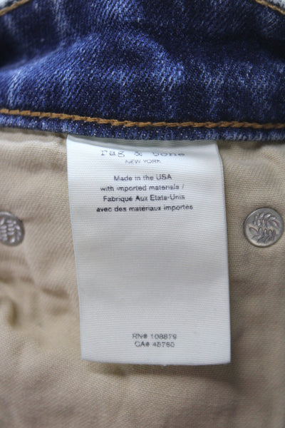 Rag & Bone Womens Ankle High Rise Jeans Blue Cotton Button Size 23