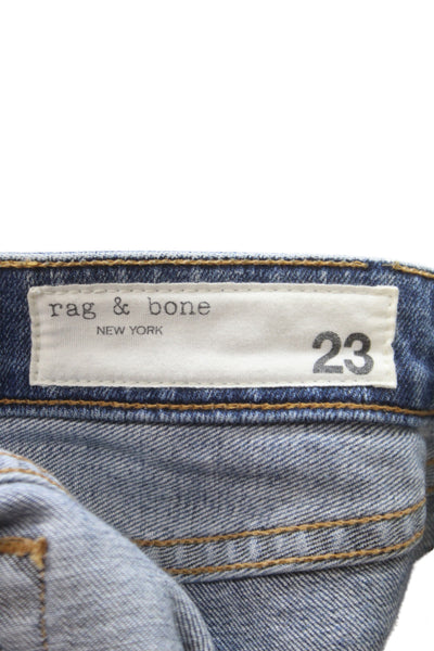 Rag & Bone Womens Ankle High Rise Jeans Blue Cotton Button Size 23