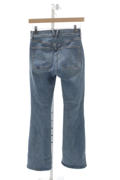 Veronica Beard Women Flared High Rise Jeans Blue Button Cotton 34in Size 24