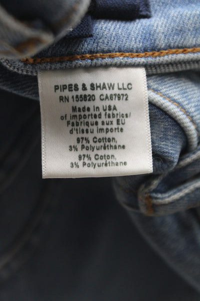 Veronica Beard Women Flared High Rise Jeans Blue Button Cotton 34in Size 24