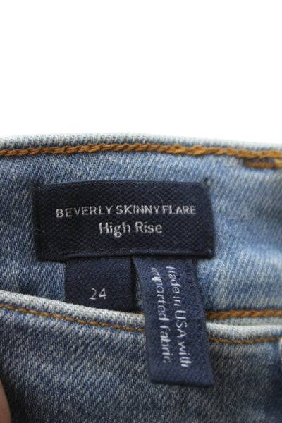 Veronica Beard Women Flared High Rise Jeans Blue Button Cotton 34in Size 24