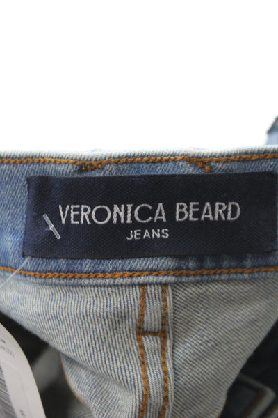 Veronica Beard Women Flared High Rise Jeans Blue Button Cotton 34in Size 24
