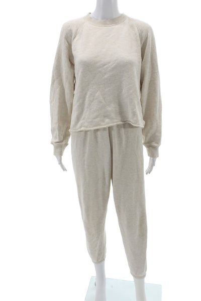 Jenni Kayne Women Two Piece Loungewear Set Beige Long Sleeve Size S