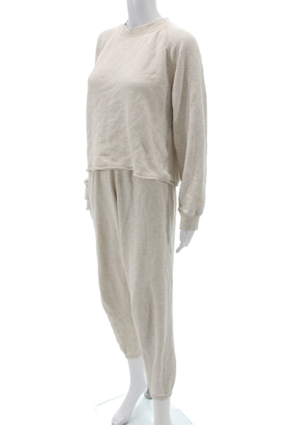 Jenni Kayne Women Two Piece Loungewear Set Beige Long Sleeve Size S