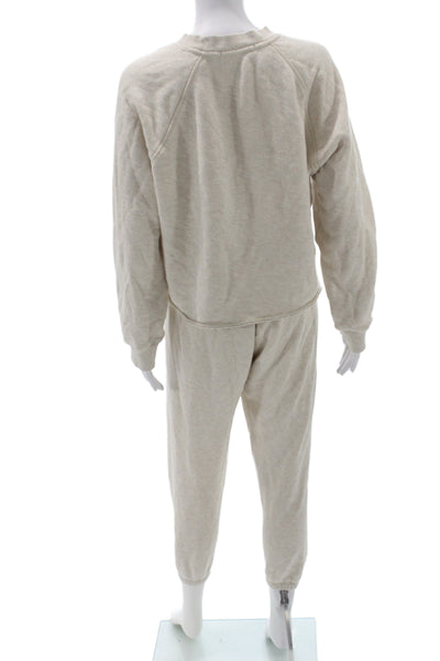Jenni Kayne Women Two Piece Loungewear Set Beige Long Sleeve Size S