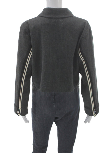 Zara Women Gray Basic Jacket Casual Zip Long Sleeve Polyester Size XS