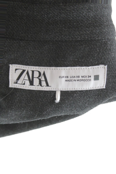 Zara Women Gray Basic Jacket Casual Zip Long Sleeve Polyester Size XS