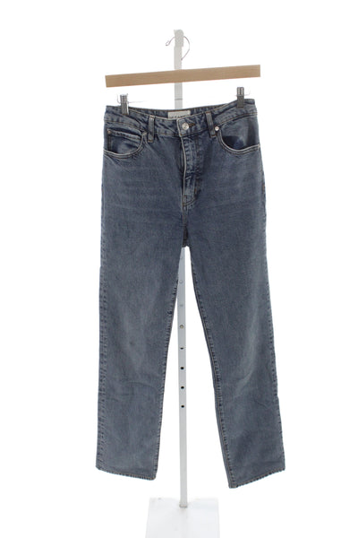 Frame Women Straight High Rise Blue Cotton Jeans Button Size 27