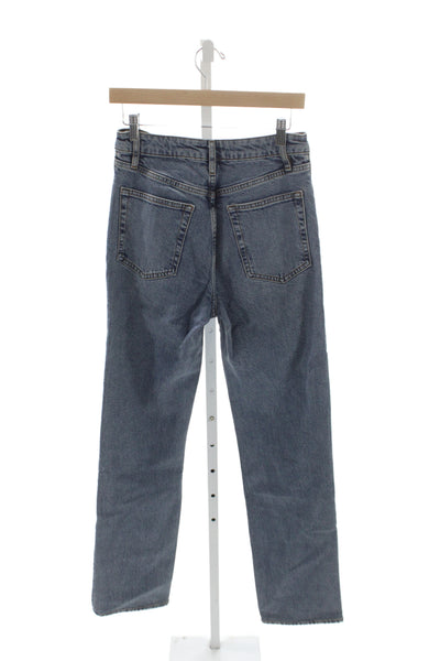 Frame Women Straight High Rise Blue Cotton Jeans Button Size 27