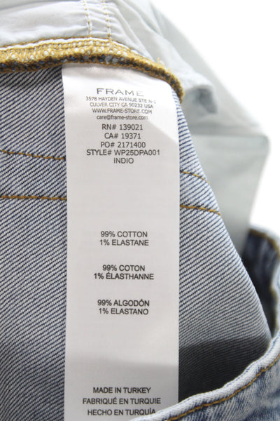 Frame Women Straight High Rise Blue Cotton Jeans Button Size 27