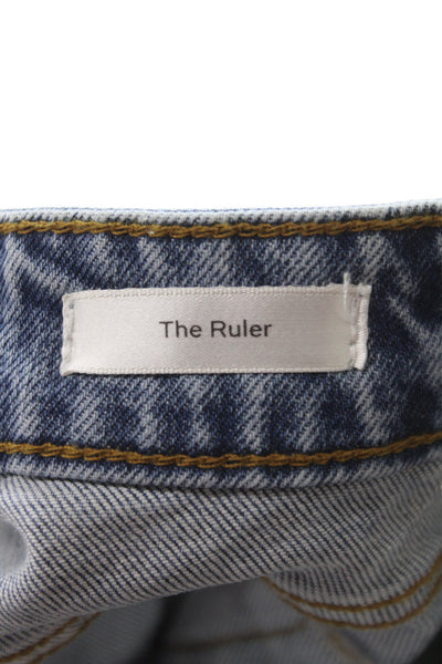 Frame Women Straight High Rise Blue Cotton Jeans Button Size 27