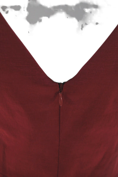 Badgley Mischka Women Red Silk V Neck Sleeveless Mini Cocktail Dress Size 30