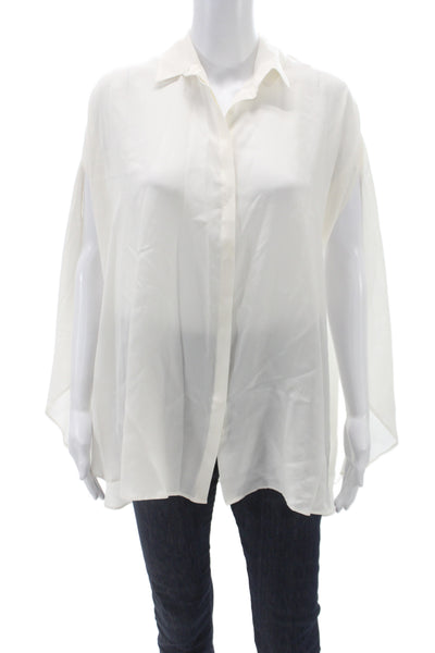 Anne Fontaine Womens Silk Collared Tunic Blouse White Long Sleeve Size 40