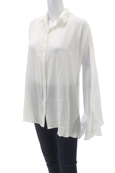 Anne Fontaine Womens Silk Collared Tunic Blouse White Long Sleeve Size 40