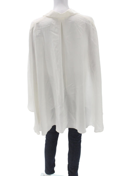 Anne Fontaine Womens Silk Collared Tunic Blouse White Long Sleeve Size 40