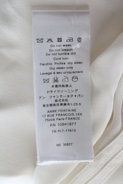 Anne Fontaine Womens Silk Collared Tunic Blouse White Long Sleeve Size 40
