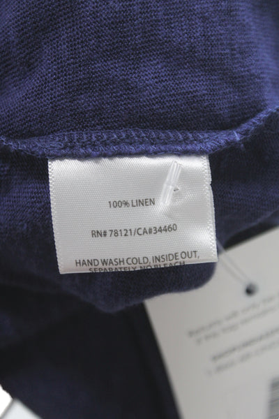 Eileen Fisher Women Linen V-Neck Tunic Short Sleeve Blue Size 1X