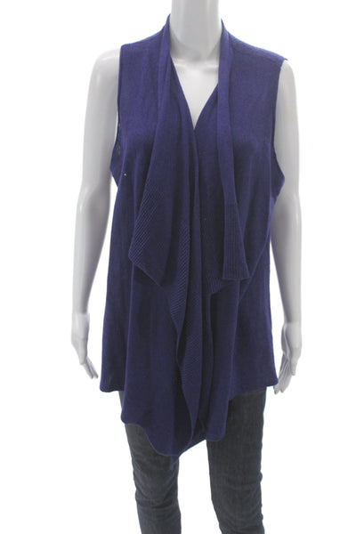 Eileen Fisher Womens Purple Cotton V Neck Sleeveless Vest Sweater Size 1X