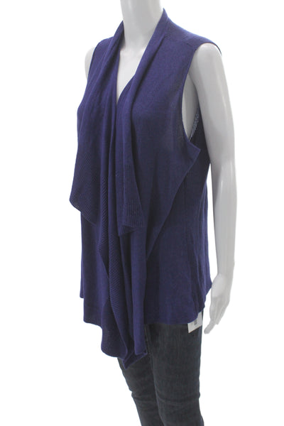 Eileen Fisher Womens Purple Cotton V Neck Sleeveless Vest Sweater Size 1X