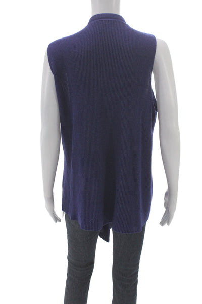 Eileen Fisher Womens Purple Cotton V Neck Sleeveless Vest Sweater Size 1X