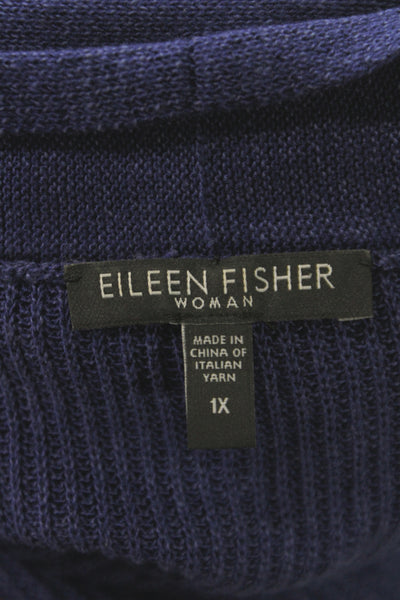 Eileen Fisher Womens Purple Cotton V Neck Sleeveless Vest Sweater Size 1X