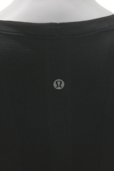 Lululemon Womens Textured Crew Neck Long Sleeve Active Top Black Size 4