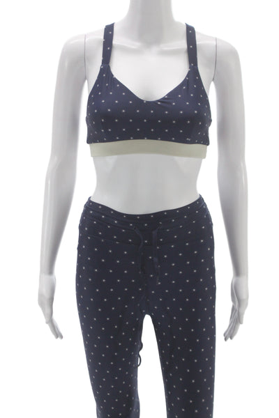 The Upside Womens Blue Polka Dot Scoop Neck Sleeveless Pants Drawstring Size 6