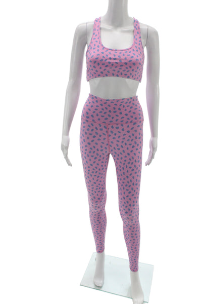 AGF Womens Pink Animal Print Leggings Outfit Set Scoop Neck Sleeveless Size XS