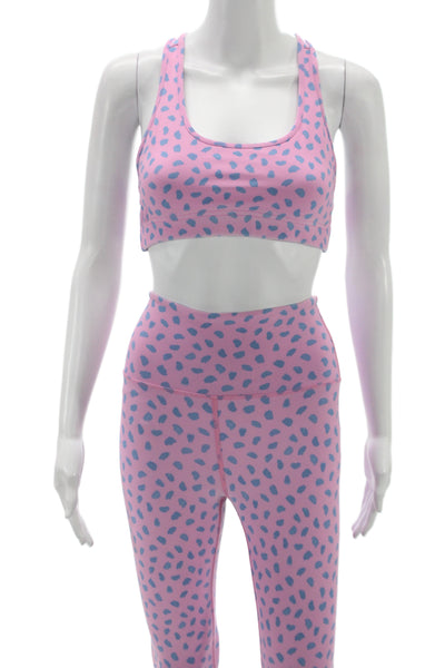 AGF Womens Pink Animal Print Leggings Outfit Set Scoop Neck Sleeveless Size XS