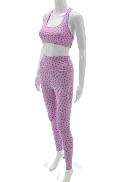 AGF Womens Pink Animal Print Leggings Outfit Set Scoop Neck Sleeveless Size XS