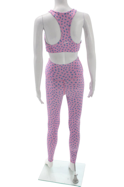 AGF Womens Pink Animal Print Leggings Outfit Set Scoop Neck Sleeveless Size XS