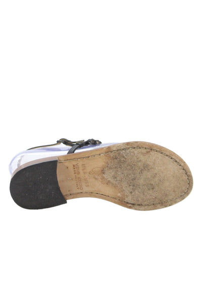 Amedeo Canfora Womens Crystal Embellished Thong Sandals Shoes Black Size 5