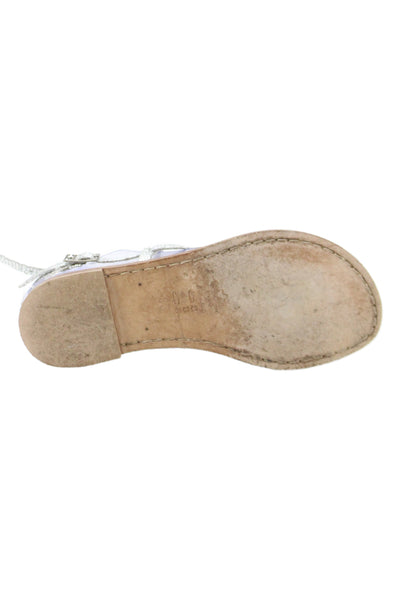 Emanuela Caruso Capri Womens Embossed Thong Sandals Shoes Silver Size 6