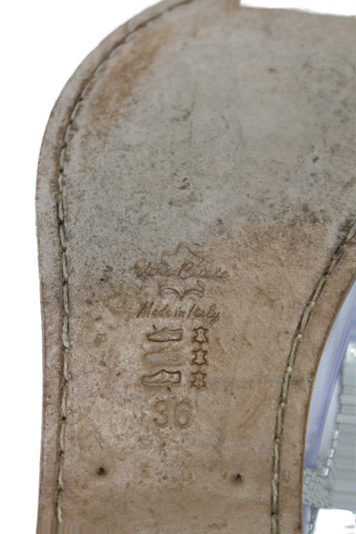 Emanuela Caruso Capri Womens Embossed Thong Sandals Shoes Silver Size 6