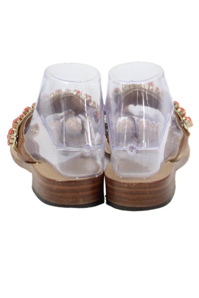 Amedeo Canfora Womens Crystal Embellished Slip On Sandals Shoes Orange Size 6