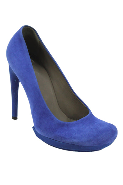 Balenciaga Paris Womens Leather Suede Stiletto Pump Heels Blue Size 10