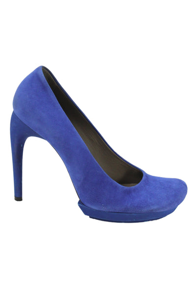 Balenciaga Paris Womens Leather Suede Stiletto Pump Heels Blue Size 10