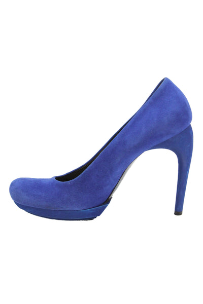 Balenciaga Paris Womens Leather Suede Stiletto Pump Heels Blue Size 10