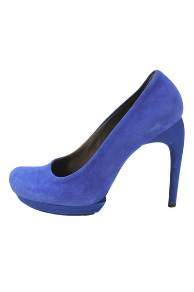 Balenciaga Paris Womens Leather Suede Stiletto Pump Heels Blue Size 10