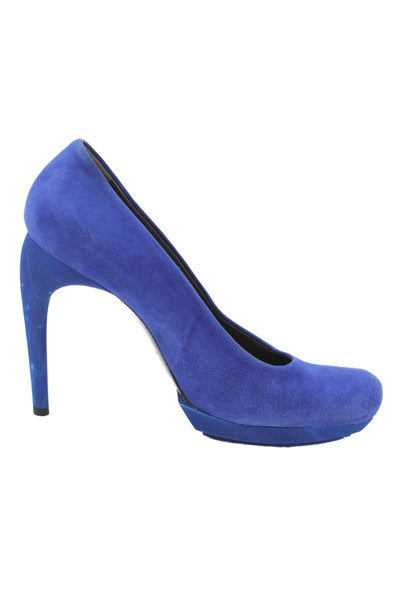 Balenciaga Paris Womens Leather Suede Stiletto Pump Heels Blue Size 10