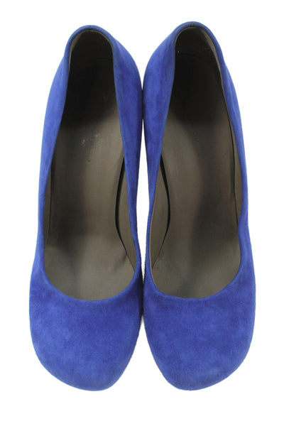 Balenciaga Paris Womens Leather Suede Stiletto Pump Heels Blue Size 10