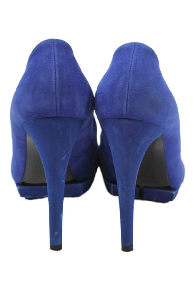 Balenciaga Paris Womens Leather Suede Stiletto Pump Heels Blue Size 10